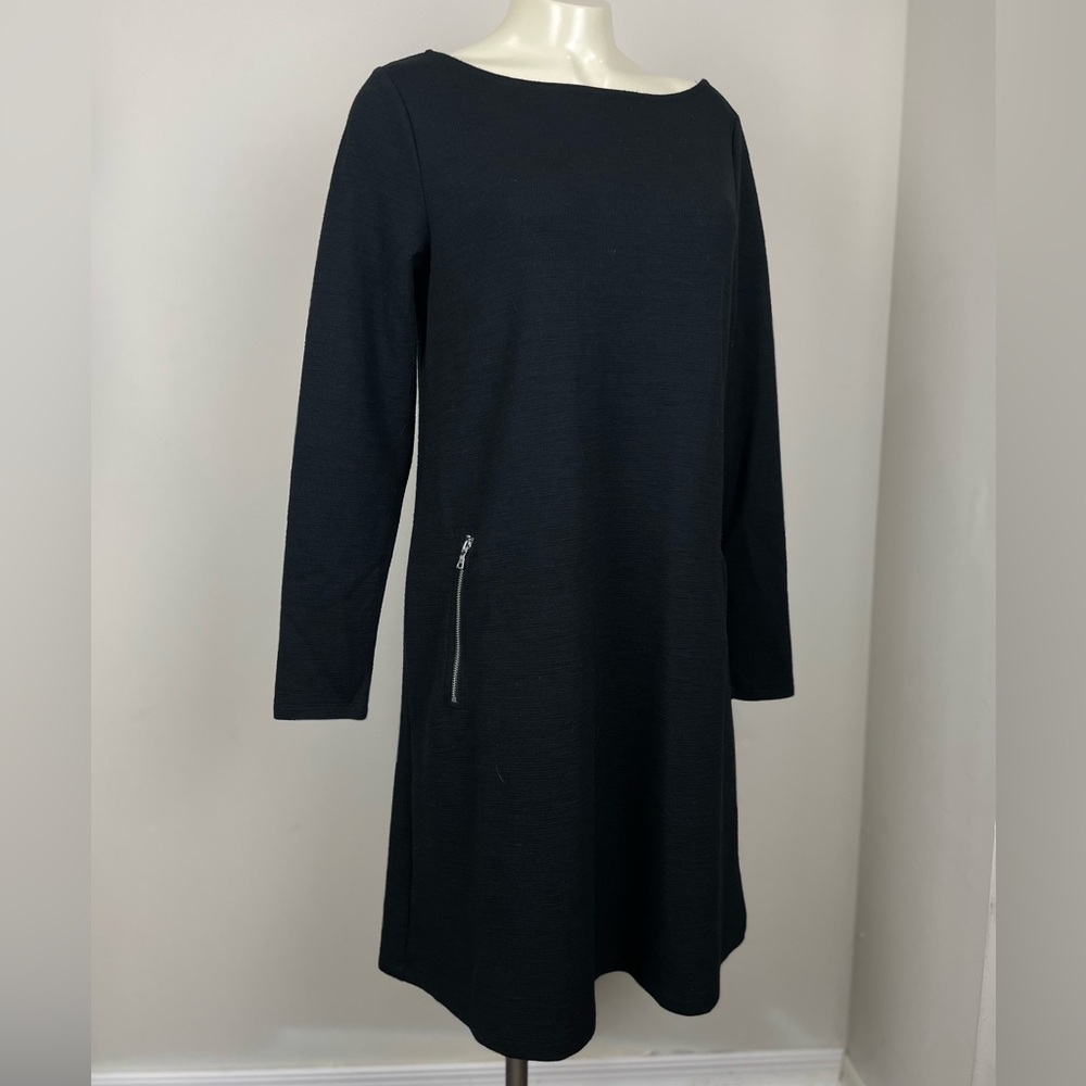 New! Gap Black Long Sleeved Dress with Chrome Zippers Size Medium